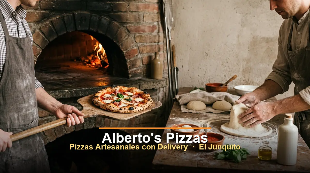 Pizza artesanal de horno de piedra de Albertos Pizzas con delivery en El Junquito