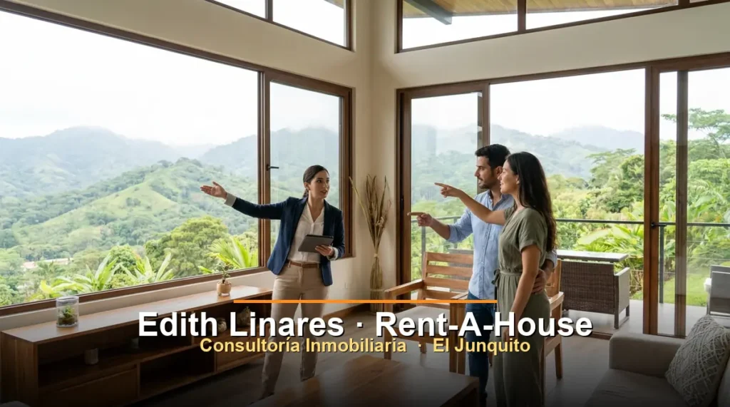 Agente inmobiliaria Edith Linares de Rent-A-House mostrando propiedad en El Junquito