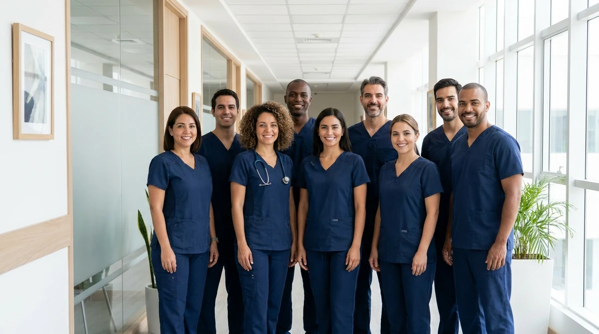 Equipo de médicos y enfermeras en un hospital materno infantil de El Junquito